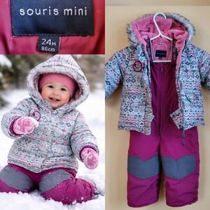 Souris Mini Girls Winter Snowsuit Pink‎ Size 24M
